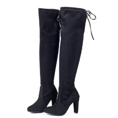 Women Fashion Plus-Size Suede Pointed Toe Over The Knee Boots