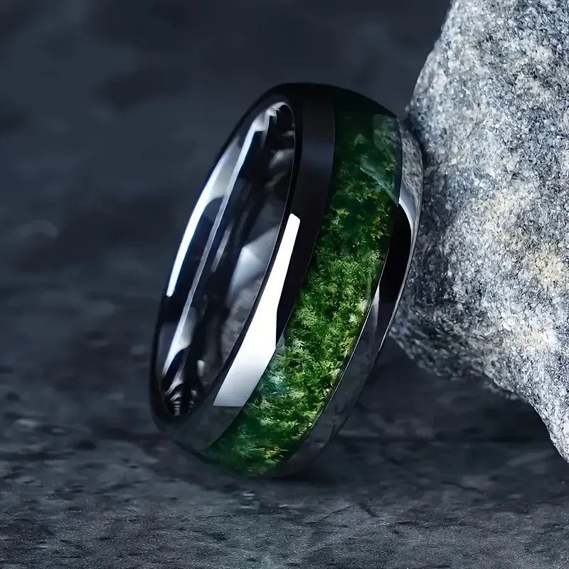 Fashion Creative Moss Green Stainless Steel Ring