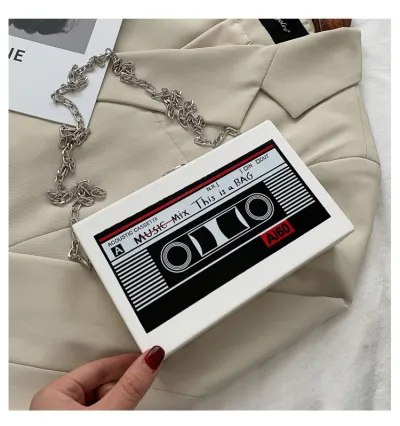 Women Creative Square Radio Tape Chain Shoulder Bag