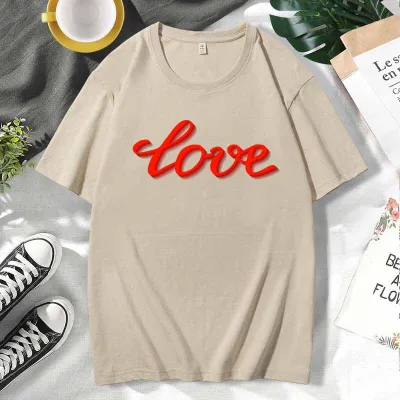 Men Women Casual Valentine Print Cotton Plus Size Short Sleeve Crewneck Couple T-Shirt