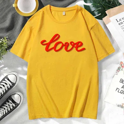 Men Women Casual Valentine Print Cotton Plus Size Short Sleeve Crewneck Couple T-Shirt