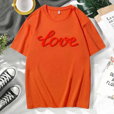 Men Women Casual Valentine Print Cotton Plus Size Short Sleeve Crewneck Couple T-Shirt