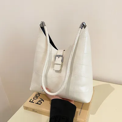 Women Fashion Simple Solid Color PU Bucket Shoulder Bag