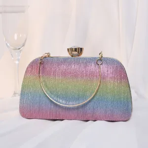 Women Elegant Gradient Banquet Square Handbag PU Evening Bag