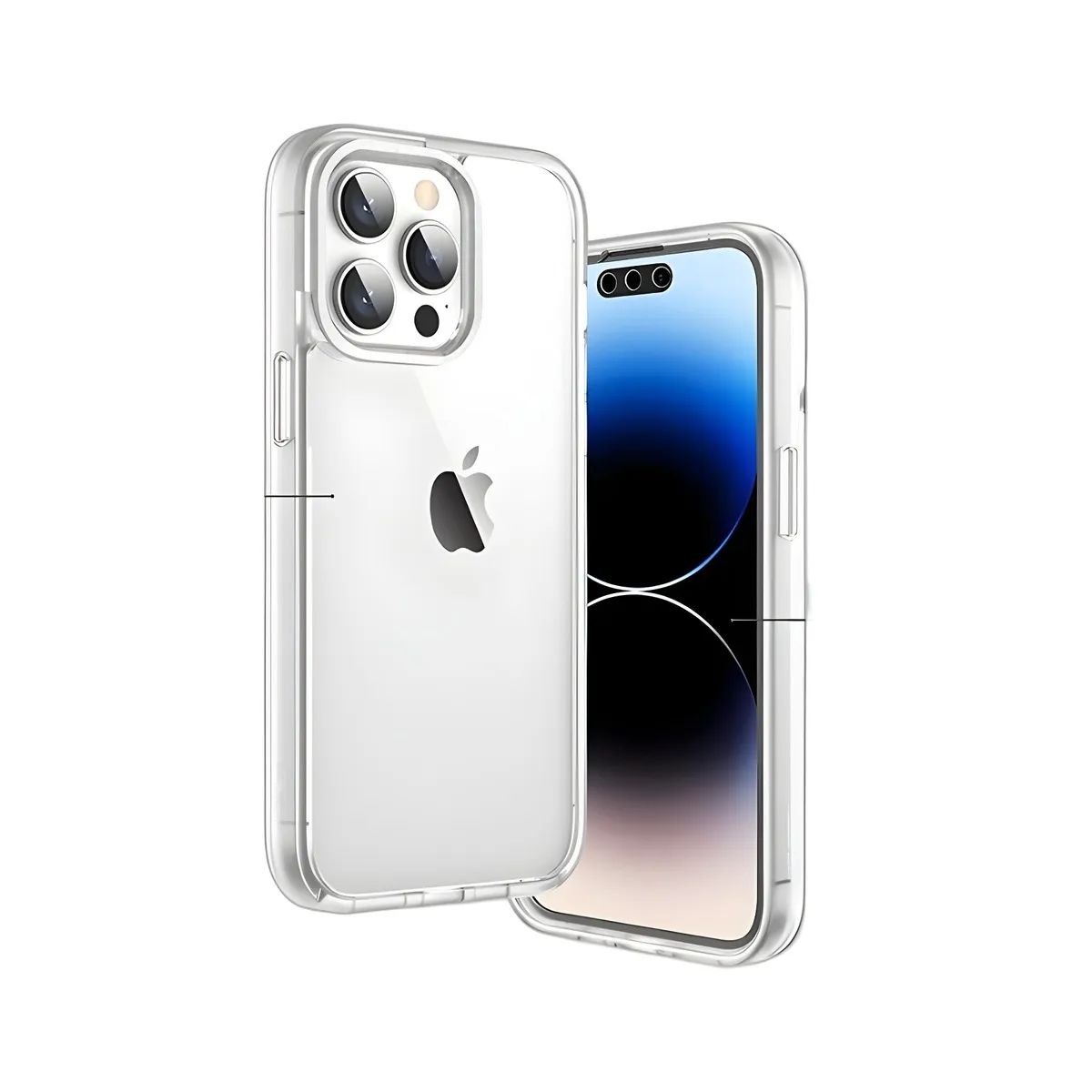 Fashion Double-Sided Transparent Silicone Hard Shell Iphone Case with PC Material