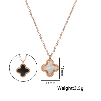 Women's Fashion Simple 18k Rose Gold Four-Leaf Clover Titanium Steel Necklace