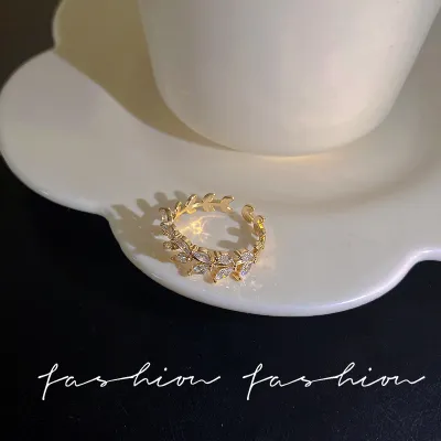 Women Fashion Simple Rhinestone Zircon Cat'S Eye Open Ring