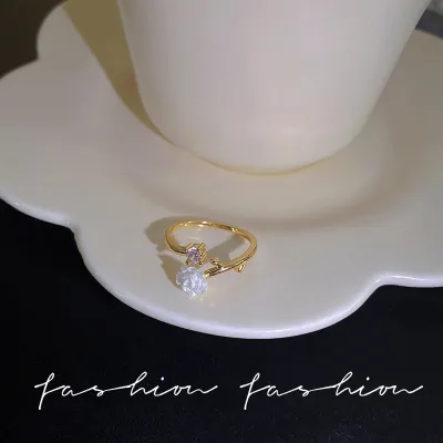 Women Fashion Simple Rhinestone Zircon Cat'S Eye Open Ring