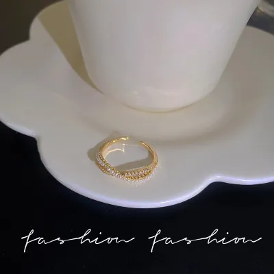 Women Fashion Simple Rhinestone Zircon Cat'S Eye Open Ring