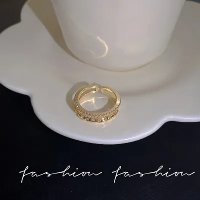 Women Fashion Simple Rhinestone Zircon Cat'S Eye Open Ring