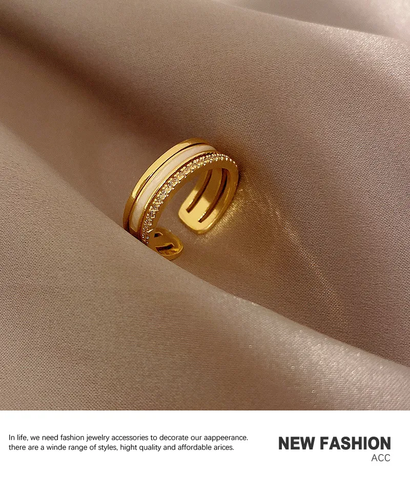 Women Fashion Simple Rhinestone Zircon Cat'S Eye Open Ring