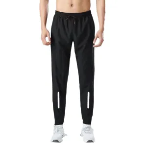 Men Casual Loose Quick-Drying Zipper Sports Pants Mid-Waist Straight Leg