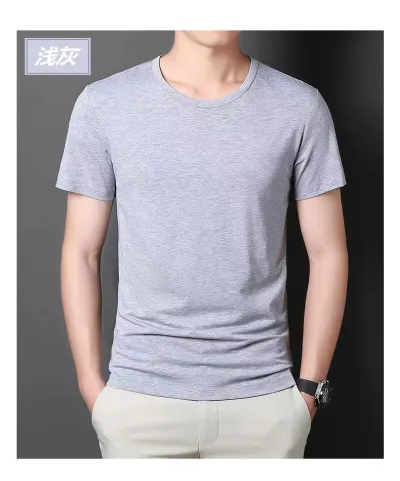 Men Cotton Blend Slim Fit Crewneck Short Sleeve T-Shirt Plus Size