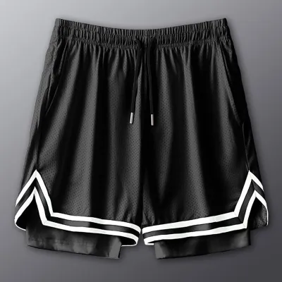 Men Fashion Casual Ice Silk Quick-Drying Sports Shorts Plus Size Bermuda