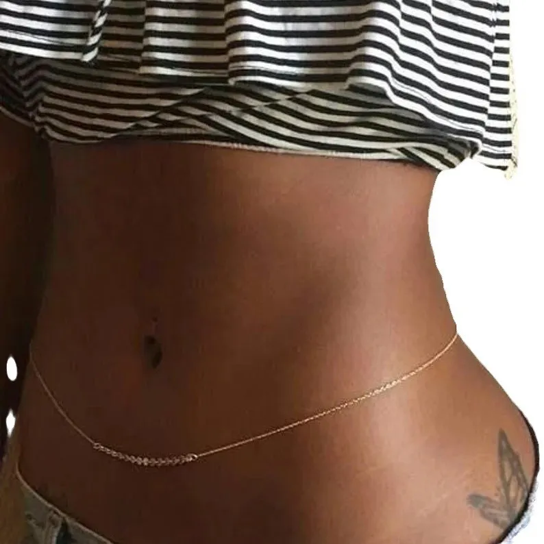 Women Fashion Sexy Metal Round Single Layer Body Chain