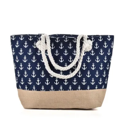 Women Fashion Casual Stripe Canvas Shoulder Beach Tote Bag