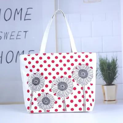Women Fashion Casual Printed Large Capacity Canvas Beach Shopping Bag