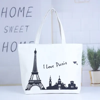 Women Fashion Casual Printed Large Capacity Canvas Beach Shopping Bag