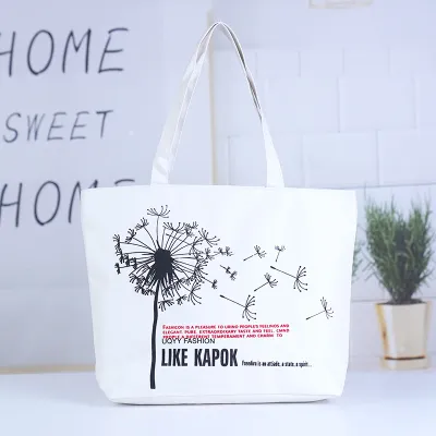 Women Fashion Casual Printed Large Capacity Canvas Beach Shopping Bag