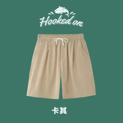 Men Casual Loose Solid Color Drawstring Bermuda Shorts for Plus Size