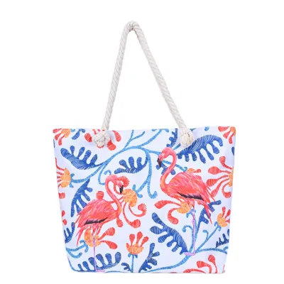 Women Fashion Casual Printed Large Capacity Canvas Shoulder Beach Shopping Bag