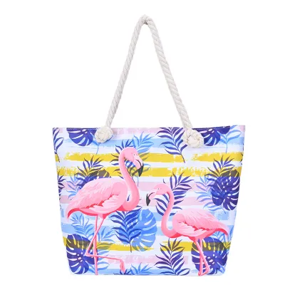 Women Fashion Casual Printed Large Capacity Canvas Shoulder Beach Shopping Bag
