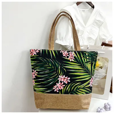 Women Fashion Casual Printed Large Capacity Canvas Shoulder Beach Bag