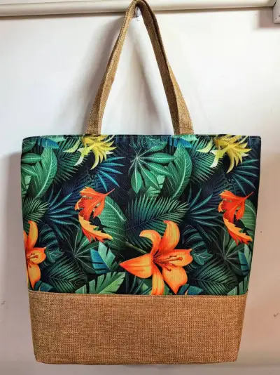 Women Fashion Casual Printed Large Capacity Canvas Shoulder Beach Bag