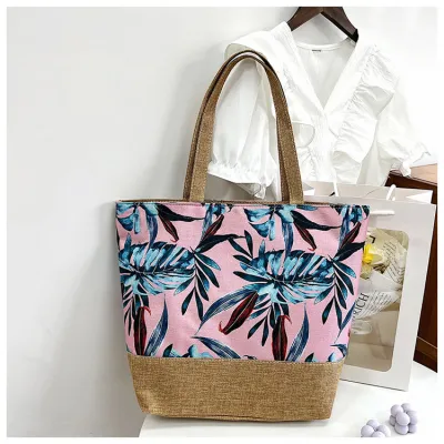 Women Fashion Casual Printed Large Capacity Canvas Shoulder Beach Bag