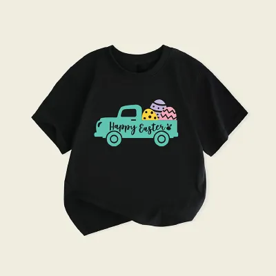 Kids Toddler Boys Casual Cute Easter Egg Print Short Sleeve T-Shirt