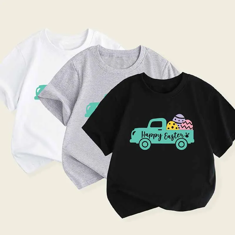 Kids Toddler Boys Casual Cute Easter Egg Print Short Sleeve T-Shirt