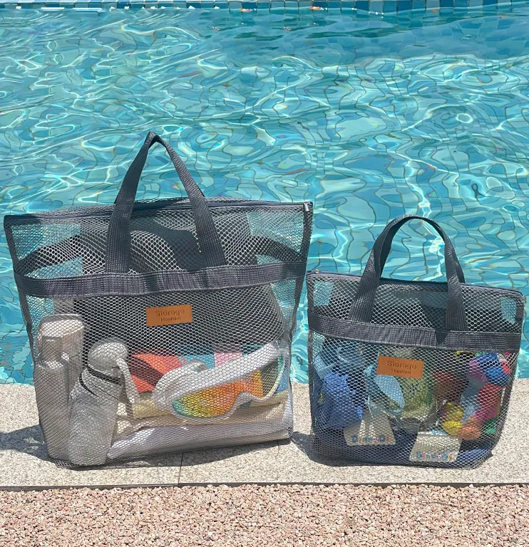 Women Fashion Casual Mesh Hollow Large Capacity Beach Handbag