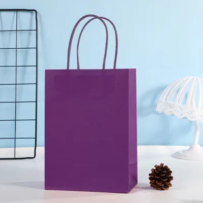 15*8*21 Custom Rectangular Candy Color Kraft Paper Packaging Shopping Bag