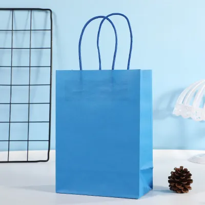 15*8*21 Custom Rectangular Candy Color Kraft Paper Packaging Shopping Bag