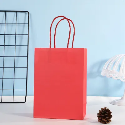 15*8*21 Custom Rectangular Candy Color Kraft Paper Packaging Shopping Bag