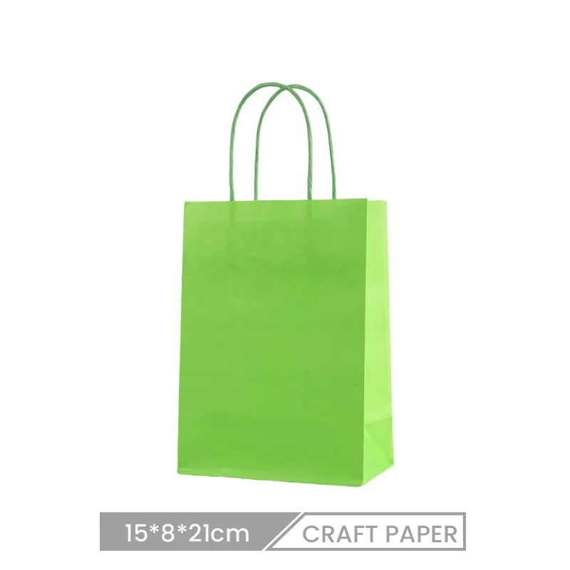 15*8*21 Custom Rectangular Candy Color Kraft Paper Packaging Shopping Bag