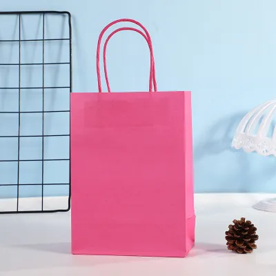 21*11*27cm Custom Rectangular Candy Color Kraft Paper Packaging Shopping Bag