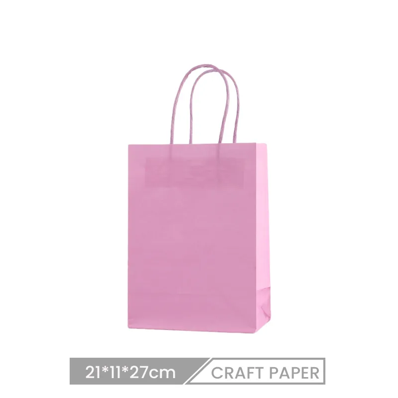21*11*27cm Custom Rectangular Candy Color Kraft Paper Packaging Shopping Bag