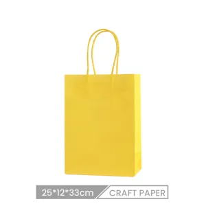 25*12*33cm Custom Rectangular Candy Color Kraft Paper Packaging Shopping Bag