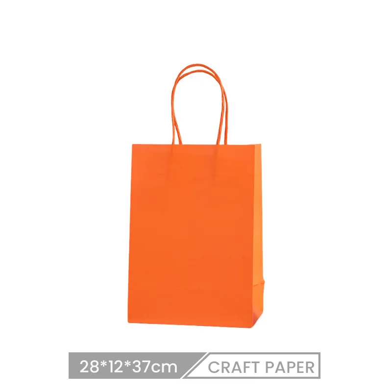 28*12*37cm Custom Rectangular Candy Color Kraft Paper Packaging Shopping Bag