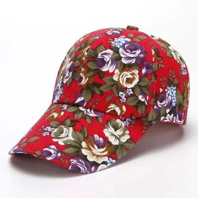 Fashion Casual Floral Printed Canvas Baseball Sunscreen Dome Cap