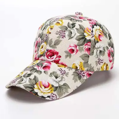 Fashion Casual Floral Printed Canvas Baseball Sunscreen Dome Cap