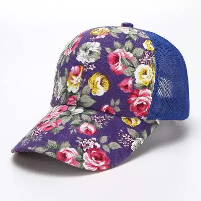 Fashion Casual Floral Printed Canvas Baseball Sunscreen Dome Cap