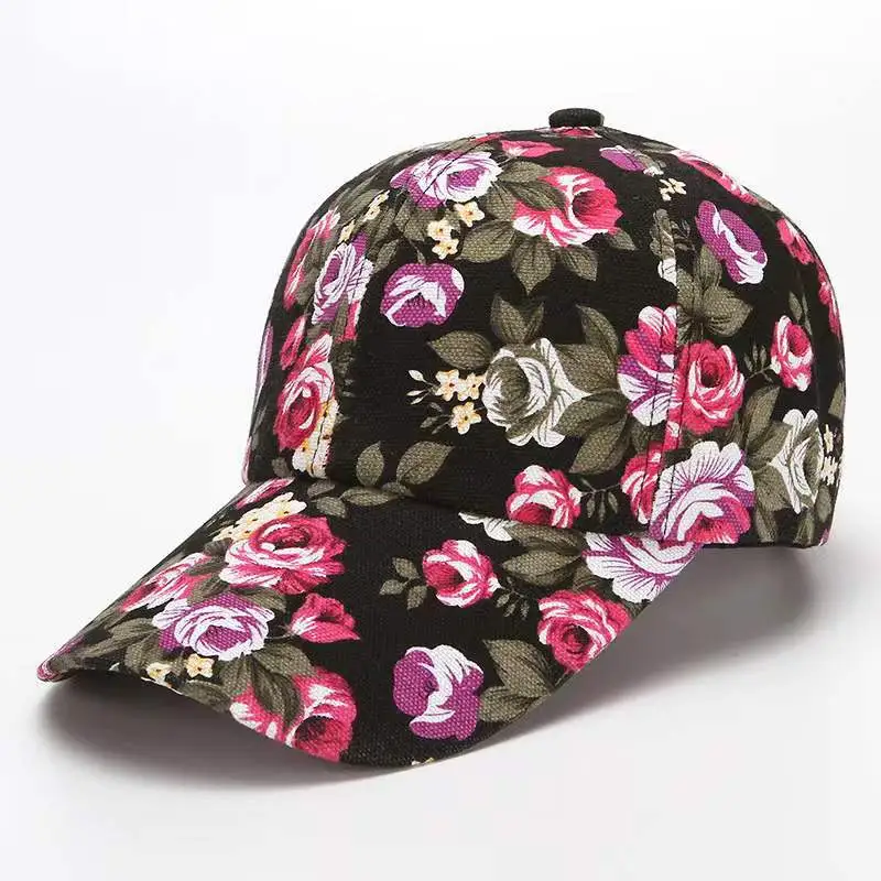 Fashion Casual Floral Printed Canvas Baseball Sunscreen Dome Cap