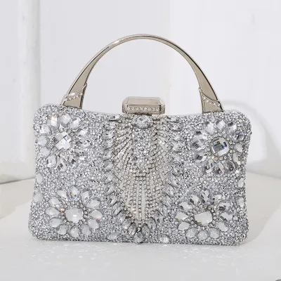 Women Fashion Elegant Metal Rhinestone Banquet Handbag