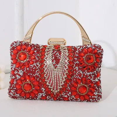 Women Fashion Elegant Metal Rhinestone Banquet Handbag