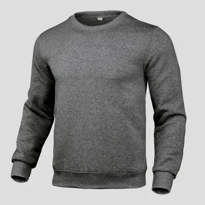 Men Casual Sports Solid Color Long Sleeve Jacquard Fleece-Lined Pullover