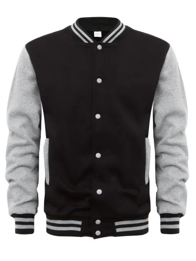 Men Casual Sports Color Block Long Sleeve Baseball Jacket