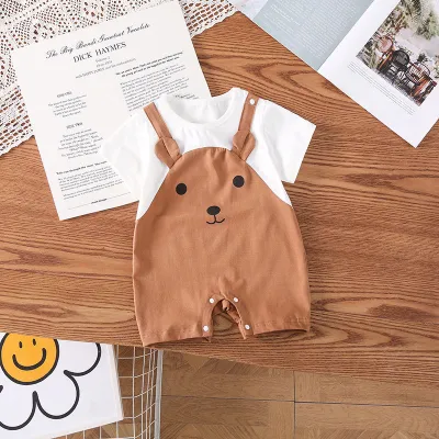 Kids Baby Boys Girls Cute Cartoon Summer Short Sleeve Cotton Romper
