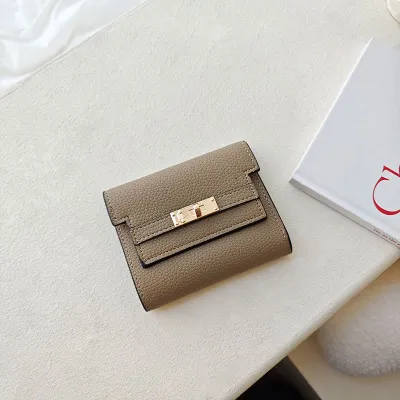 Women Simple Solid Color PU Leather Three-Fold Wallet